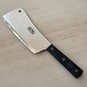 Vintage French Sabatier 2 Lions Meat Cleaver Stainless Steel MCM Kitchen Knife